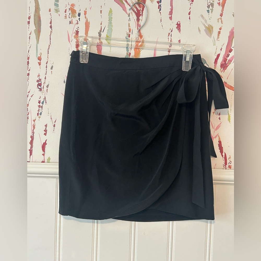 100% Silk Black Mini Wrap Skirt